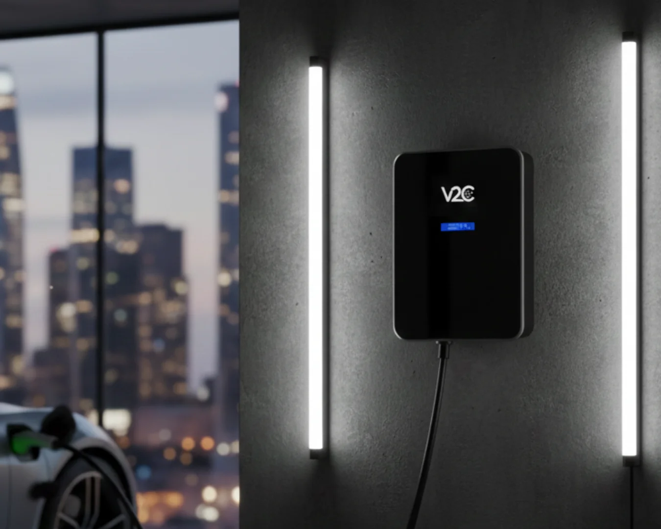 Orbis Viaris ISI 230 V 7,4 kW integrado en pared con coche de fondo