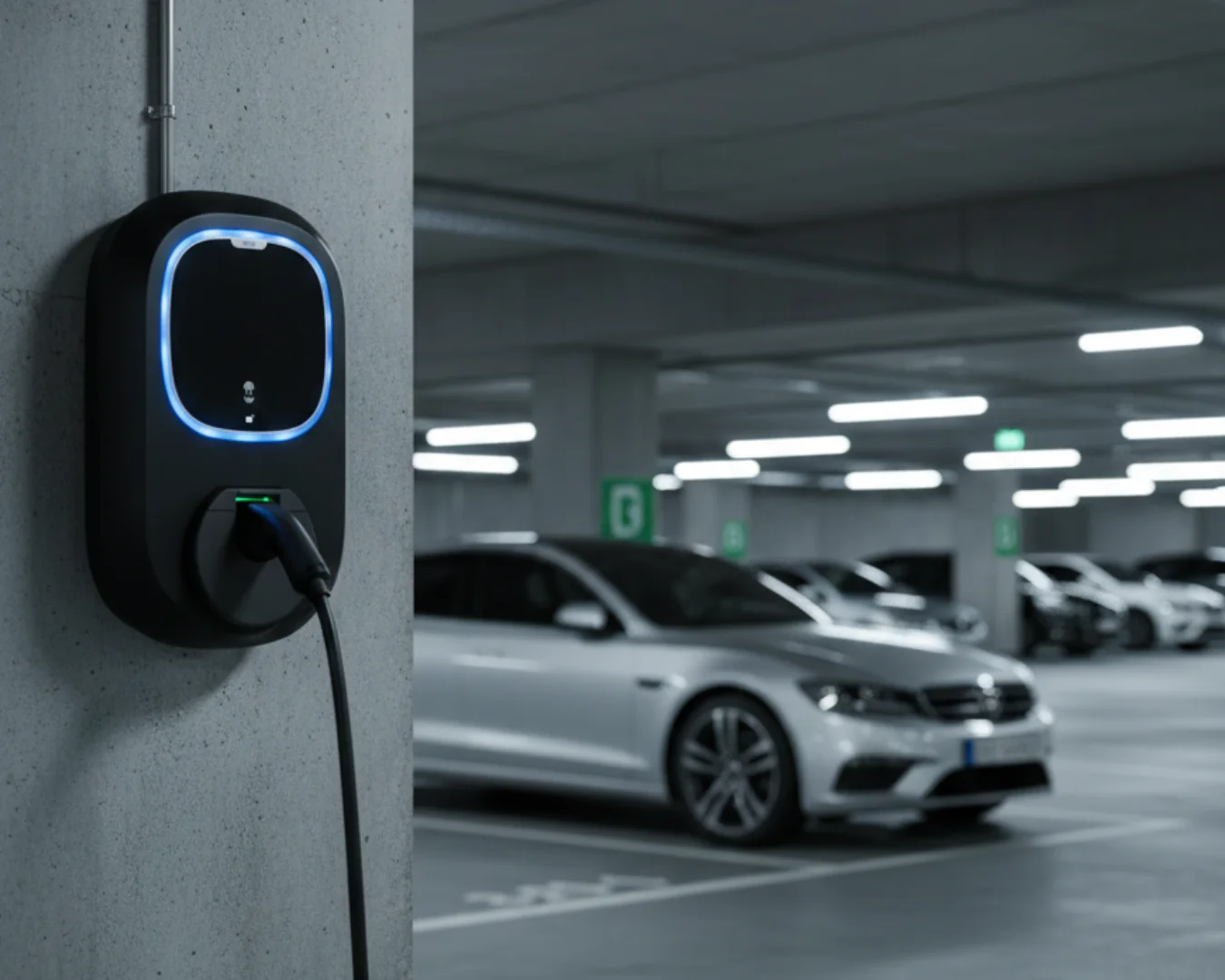 cargador wallbox pulsar pro 7,4 kw cargador wallbox pulsar pro 7,4 kw en garaje empresarial